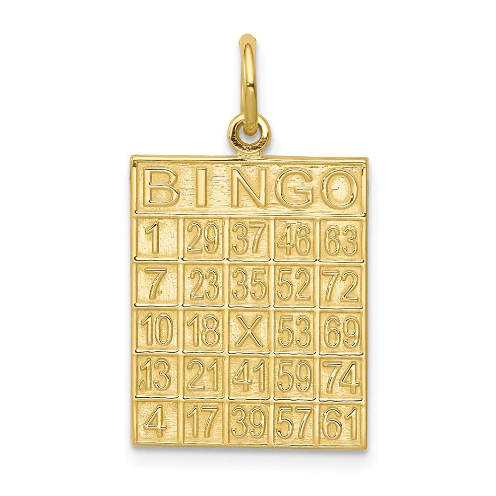 10k Yellow Gold Solid Real Bingo Card Charm Pendant - 25mm x 15mm - Perfect for Jewelry Making, Gift Giving, and Casino-Themed Accessories