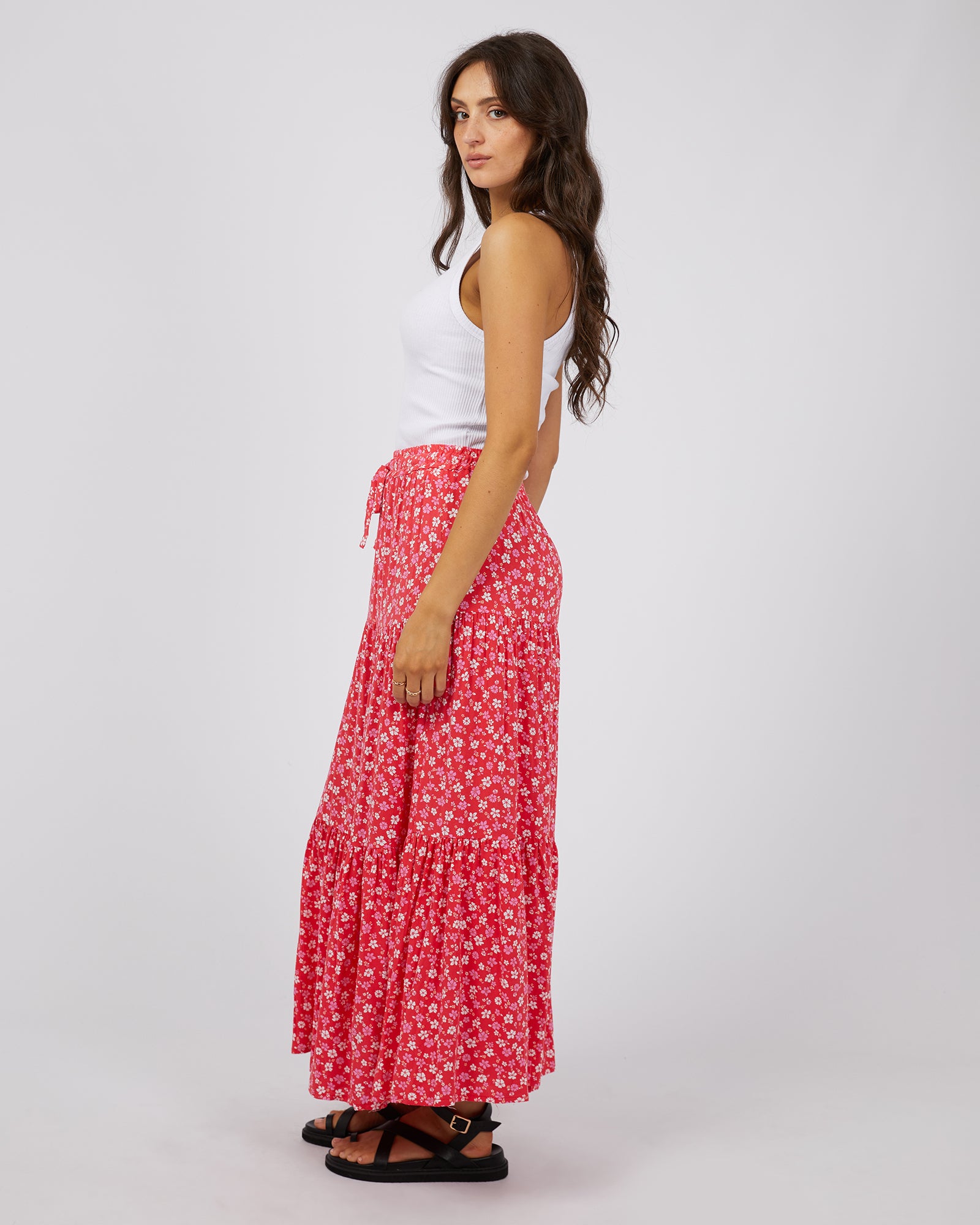 Eve Dolly Maxi Skirt - Flowy Red Long Skirt for Women | Perfect for Summer, Beach, and Casual Outfits