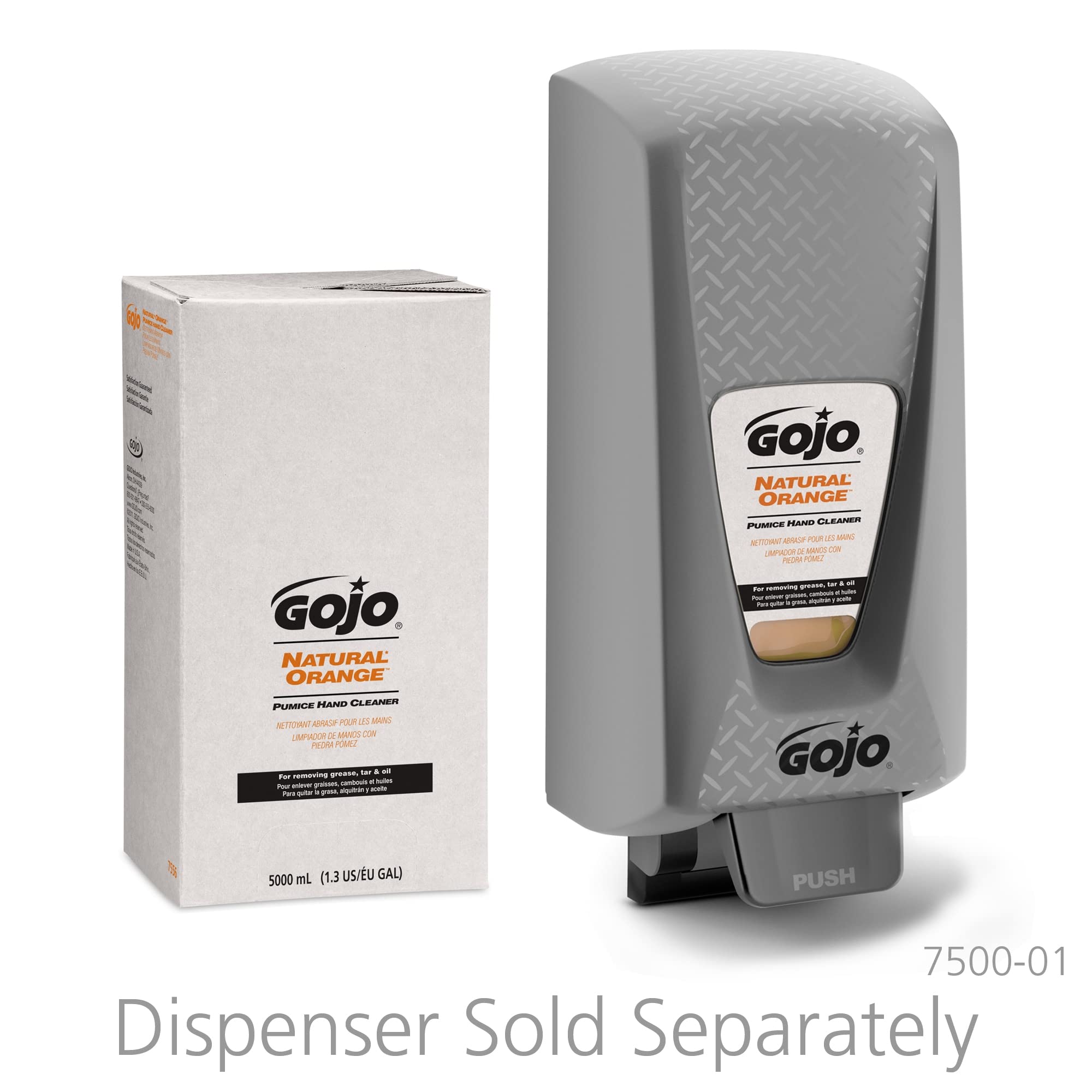 GOJO NATURAL ORANGE Pumice Hand Cleaner Refill - 5000 mL Fast-Acting Lotion for Tough Grease & Dirt (Pack of 2) | PRO TDX Dispenser Compatible | Ideal for Auto Shops, Farms & Industrial Use - 7556-02