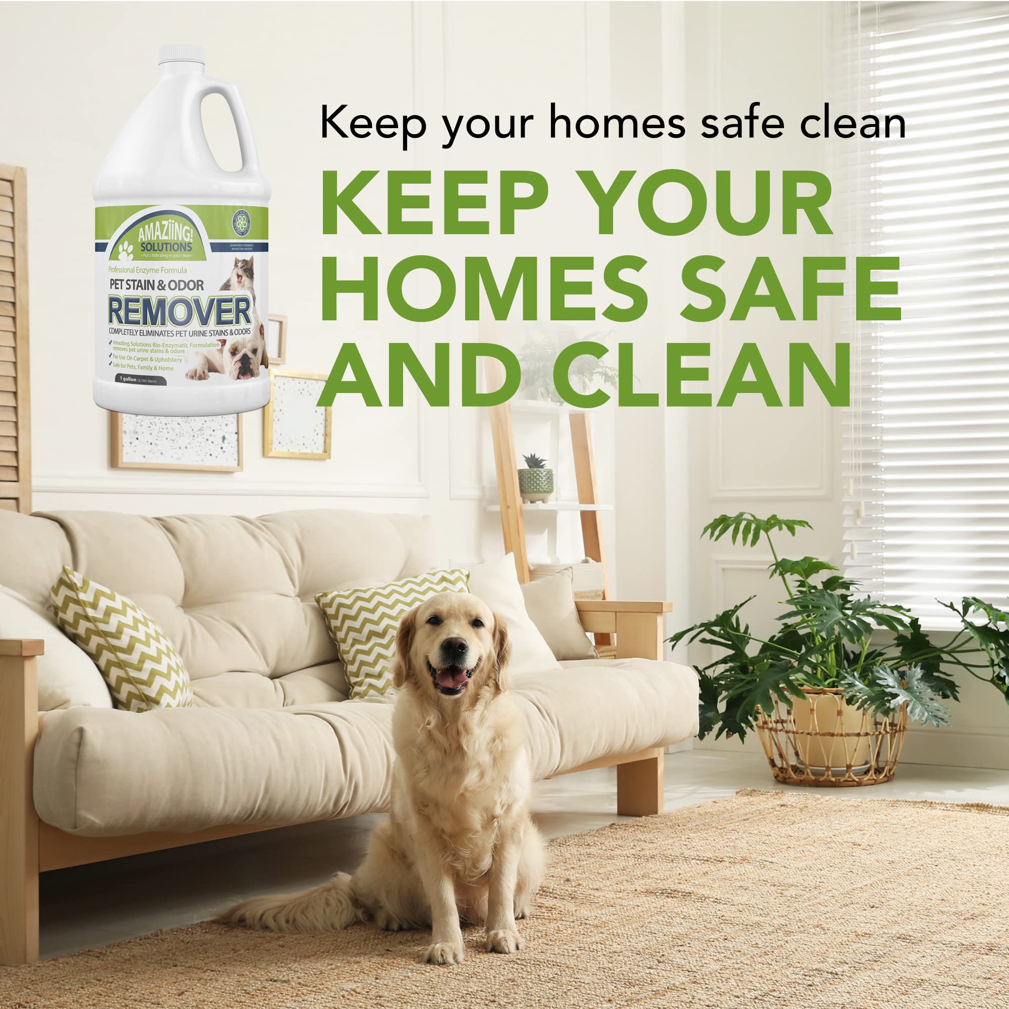 **Enzyme Pet Stain & Odor Remover - 1 Gallon Refill for Urine, Carpet & Fabric - Eliminates Pet Odors & Stains - Fresh Scent for Home, Floors & Furniture - Ideal for Dogs, Cats & Multi-Pet Households**