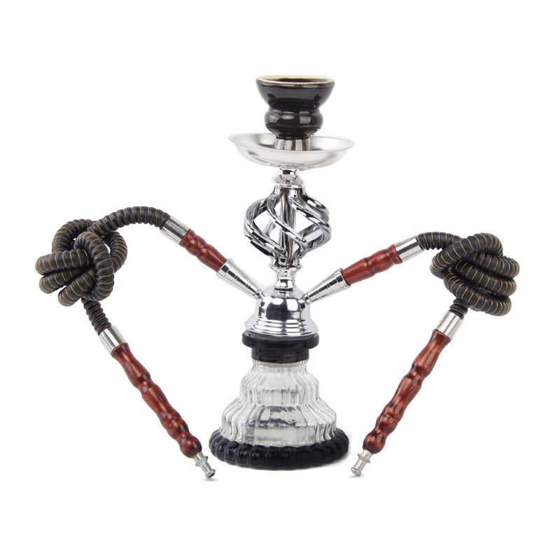 Premium Arab Double Hose Twist Ball Narguile Glass Shisha Hookah Set for Parties & Relaxation - Authentic Middle Eastern Smoking Experience