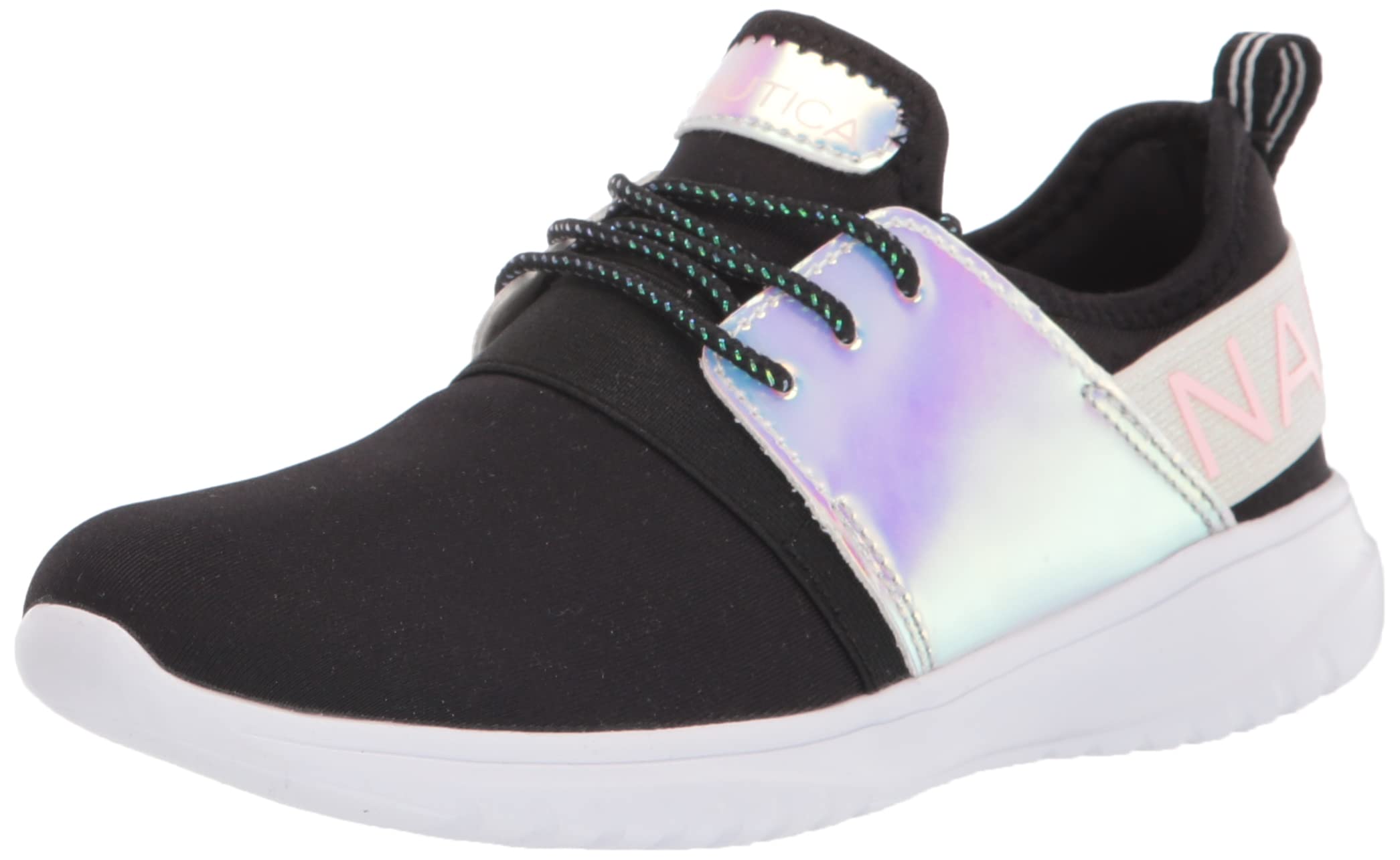 Nautica Kids Girls Metallic Fashion Sneakers - Lightweight Athletic Running Shoes for Toddler, Little & Big Kids - Lace-Up Casual Walking Shoes for School, Playground & Daily Wear