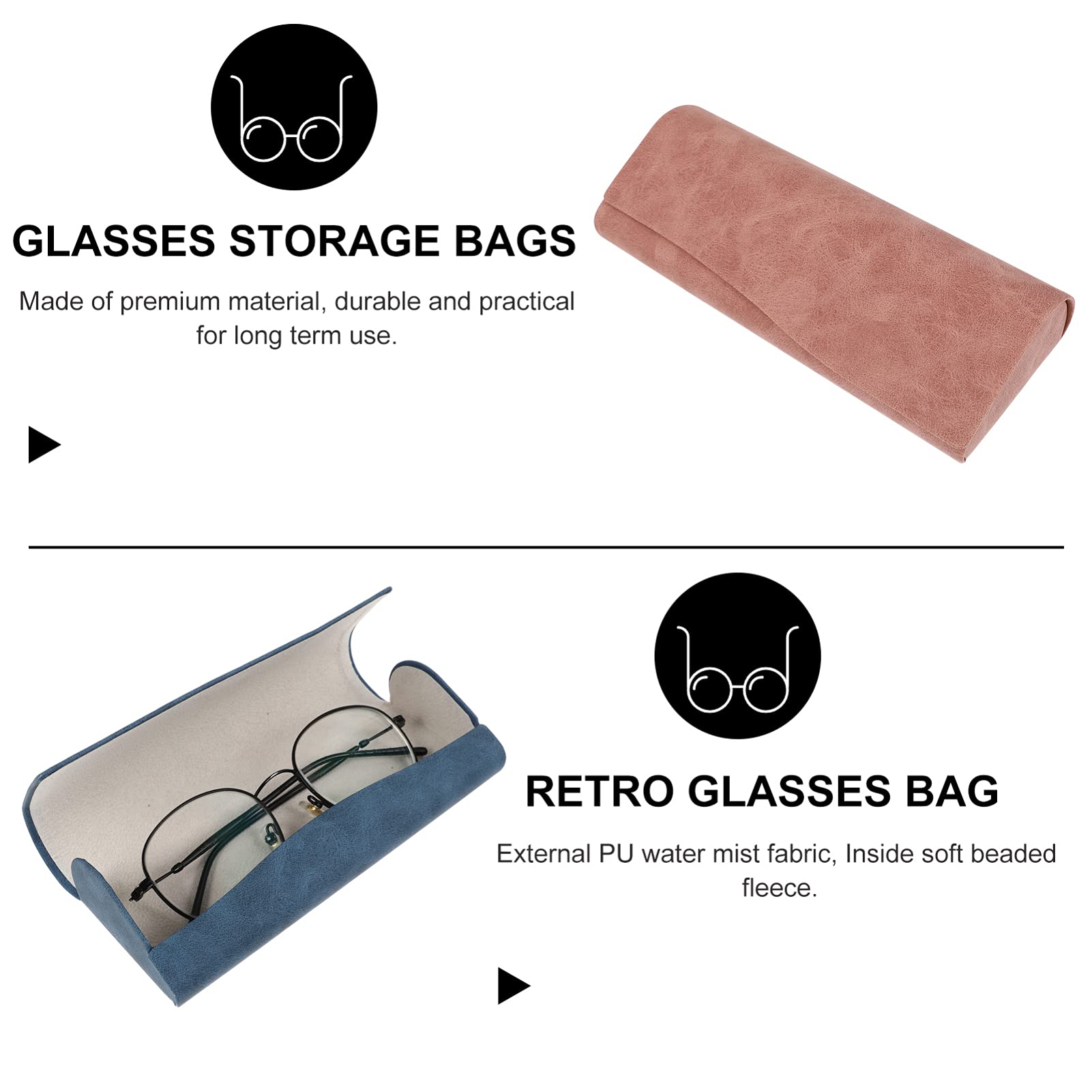 Healifty 3-Piece Hard Shell Glasses Case Set - PU Leather Eyeglass Holder with Water-Resistant Fabric for Sunglasses, Jewelry & Frames - Portable Travel Storage for Men & Women (Perfect for Travel, Office & Daily Use)