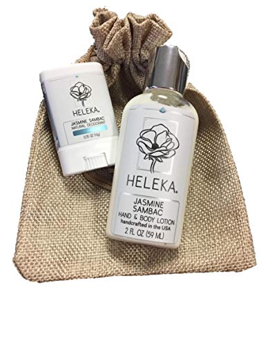 Organic Jasmine Sambac Natural Deodorant & Moisturizing Hand Body Lotion Set - Travel Size, Aluminum-Free, Vegan & Cruelty-Free - Perfect for On-The-Go Freshness, Gym, Office & Vacation Essentials