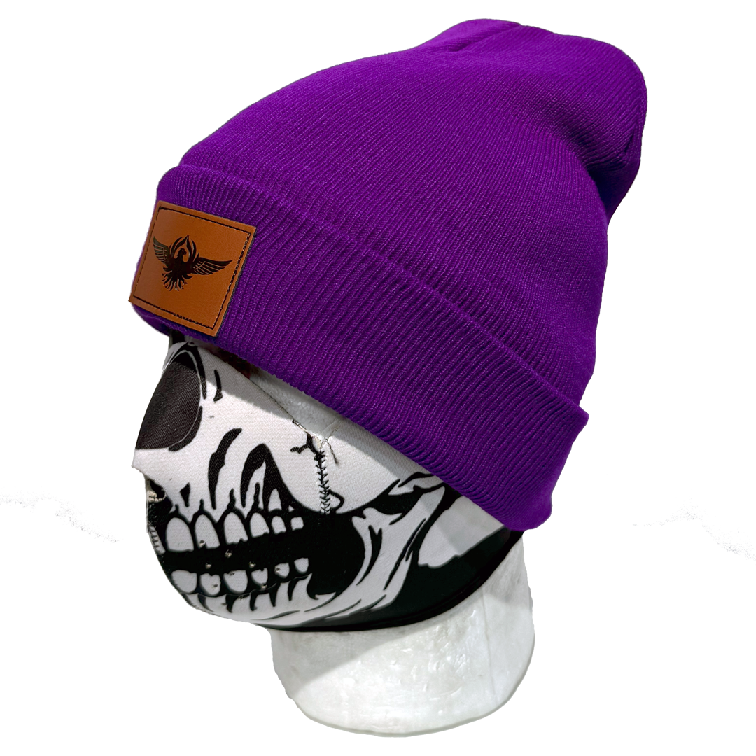 Eagle Leather Knit Beanie for Men & Women - Winter Warm Wool Blend Hat for Outdoor Activities, Hiking, and Casual Wear