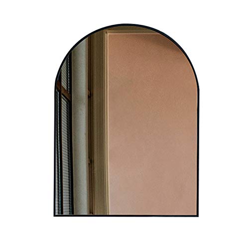 Nordic Modern Bathroom Wall Mirror - Gold & Black Iron Arched Vanity Mirror for Bathroom, Bedroom, Living Room & Entryway - Elegant Home Decor & Functional Mirror for Makeup & Dressing Areas