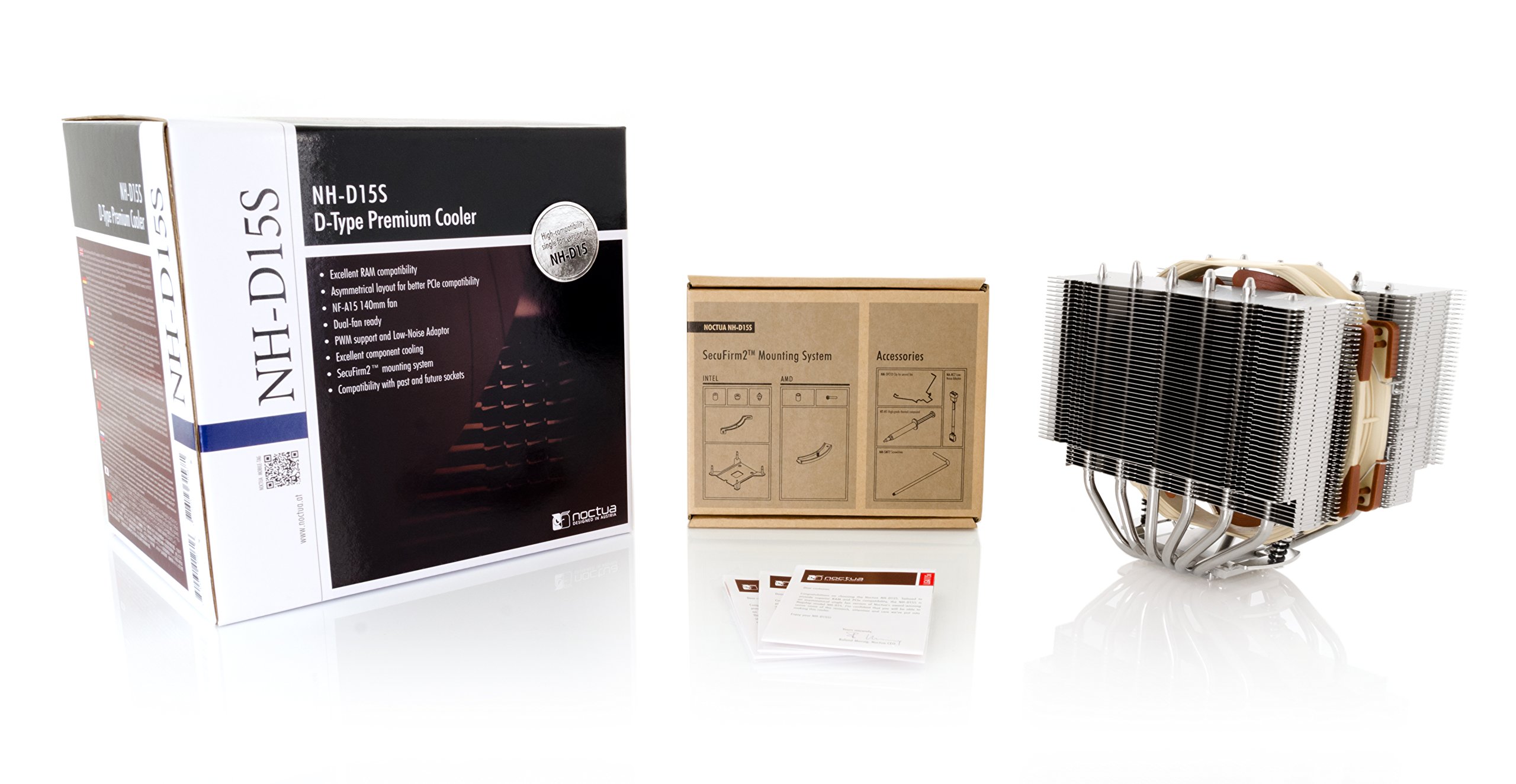Noctua NH-D15S Premium Dual-Tower CPU Cooler with NF-A15 PWM 140mm Fan (Brown) - High Performance Air Cooling for Gaming PCs, Workstations & Overclocking