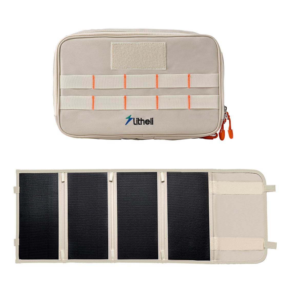Litheli 24W Portable Solar Panel Charger with Bag - Foldable & Lightweight for Phones, U20 Battery - Dual USB-A & USB-C Ports with Adjustable Stand (4-Panel) - Perfect for Camping, Hiking & Emergency Power Supply