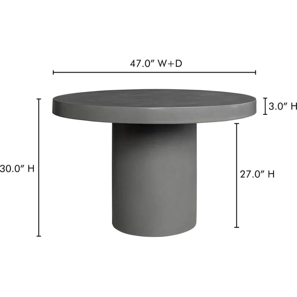 47 Inch Outdoor Dining Table - Modern Grey Patio Furniture for Garden, Backyard, and Poolside Gatherings