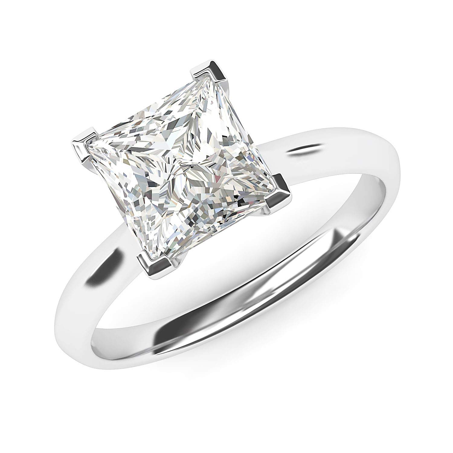 14K White Gold Square 8mm Simulated Princess Cut Diamond Engagement Ring - Knife Edge Promise Bridal Ring for Women | Perfect for Proposals, Anniversaries & Wedding Bands