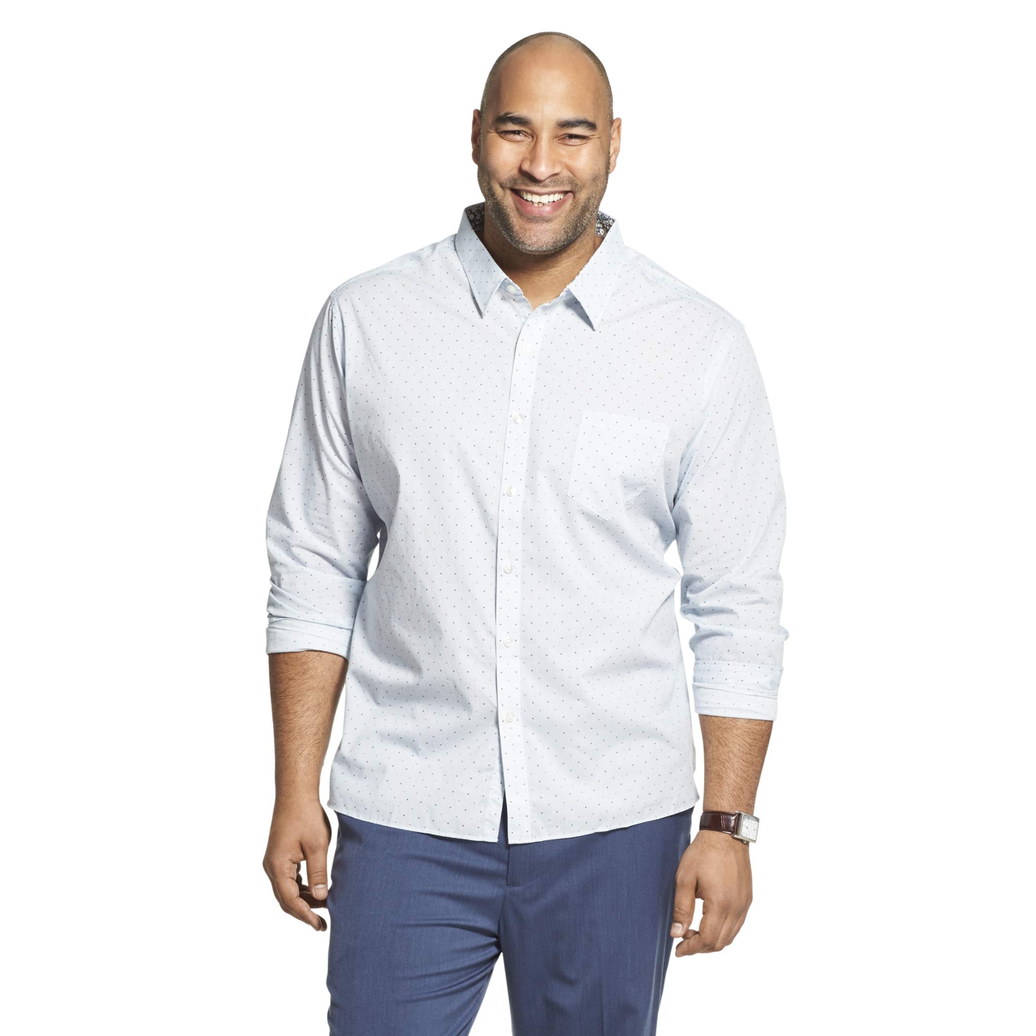 Van Heusen Men's Big & Tall Never Tuck Long Sleeve Dress Shirt - Comfortable Formal Wear for Office, Business & Special Occasions