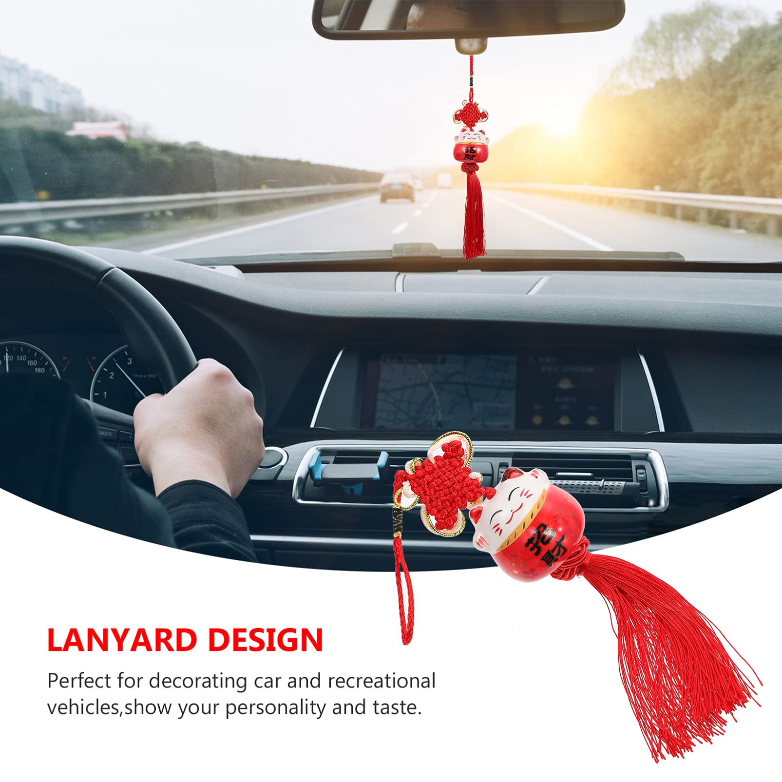 VOSAREA Feng Shui Car Pendant - 3Pcs Lucky Coin Tassel Ornament for Rearview Mirror & Home Decor