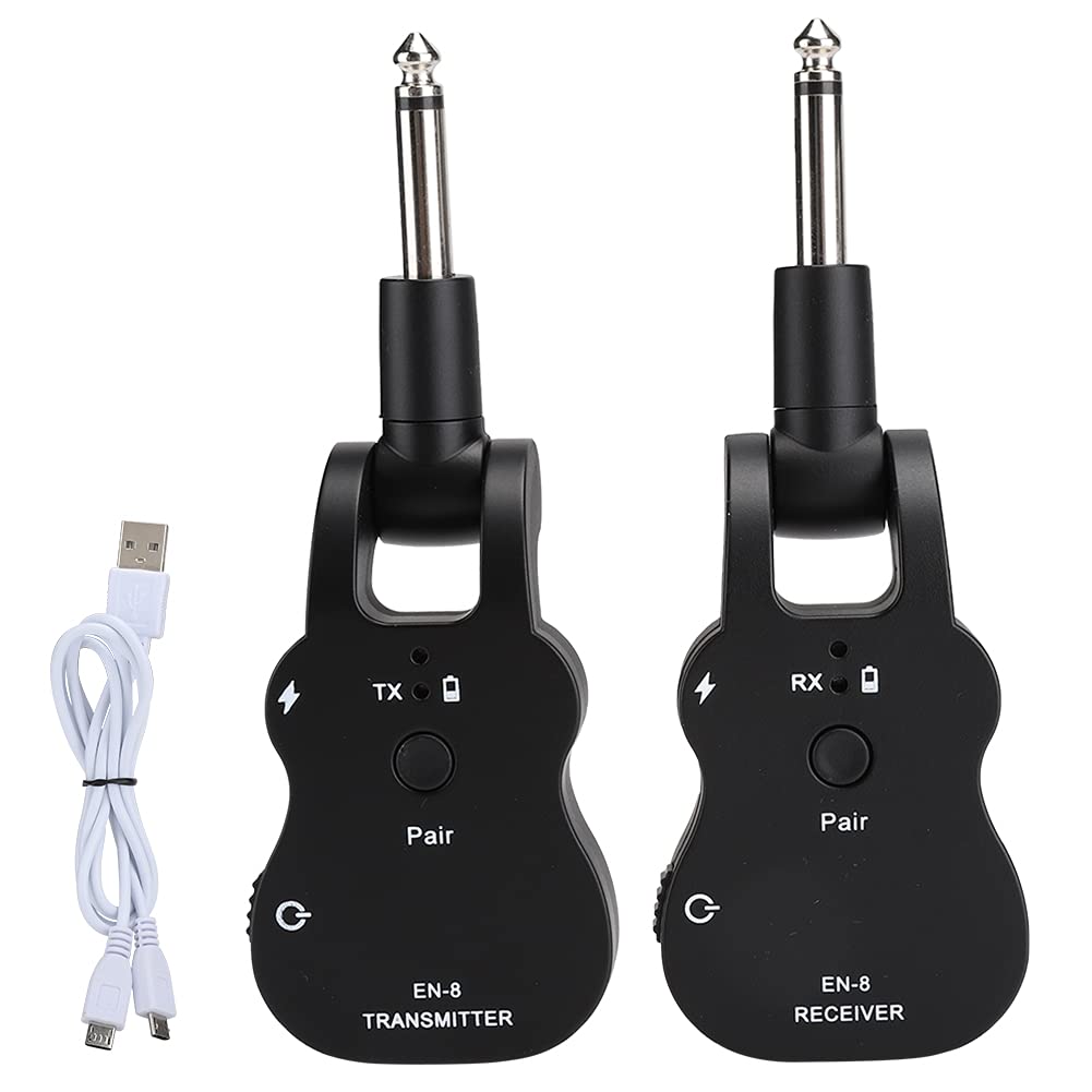 2.4G USB Wireless Audio Transmitter and Receiver System for Guitar with Built-in Battery | High-End Wireless Guitar Audio Kit | Perfect for Live Performances, Studio Recording & Home Practice (Black)