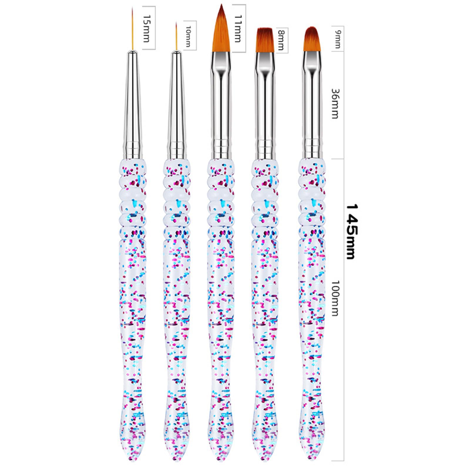 10Pcs Professional Nail Art Brushes Set with 5 Dotting Tools - Salon Quality Nail Painting Kit for Acrylic, Gel & Nail Art Designs - Perfect for Home Manicures & Professional Nail Salons