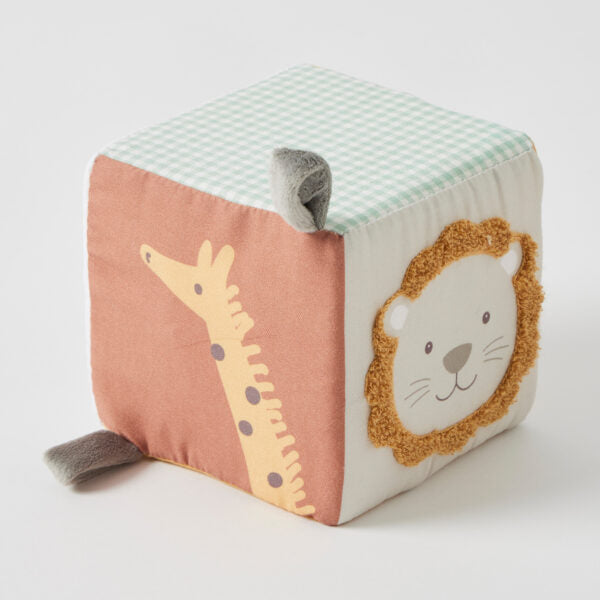 Safari Friends Plush Sensory Play Block - Soft Animal Toy for Babies & Toddlers - Perfect for Early Learning, Sensory Development & Playtime Fun
