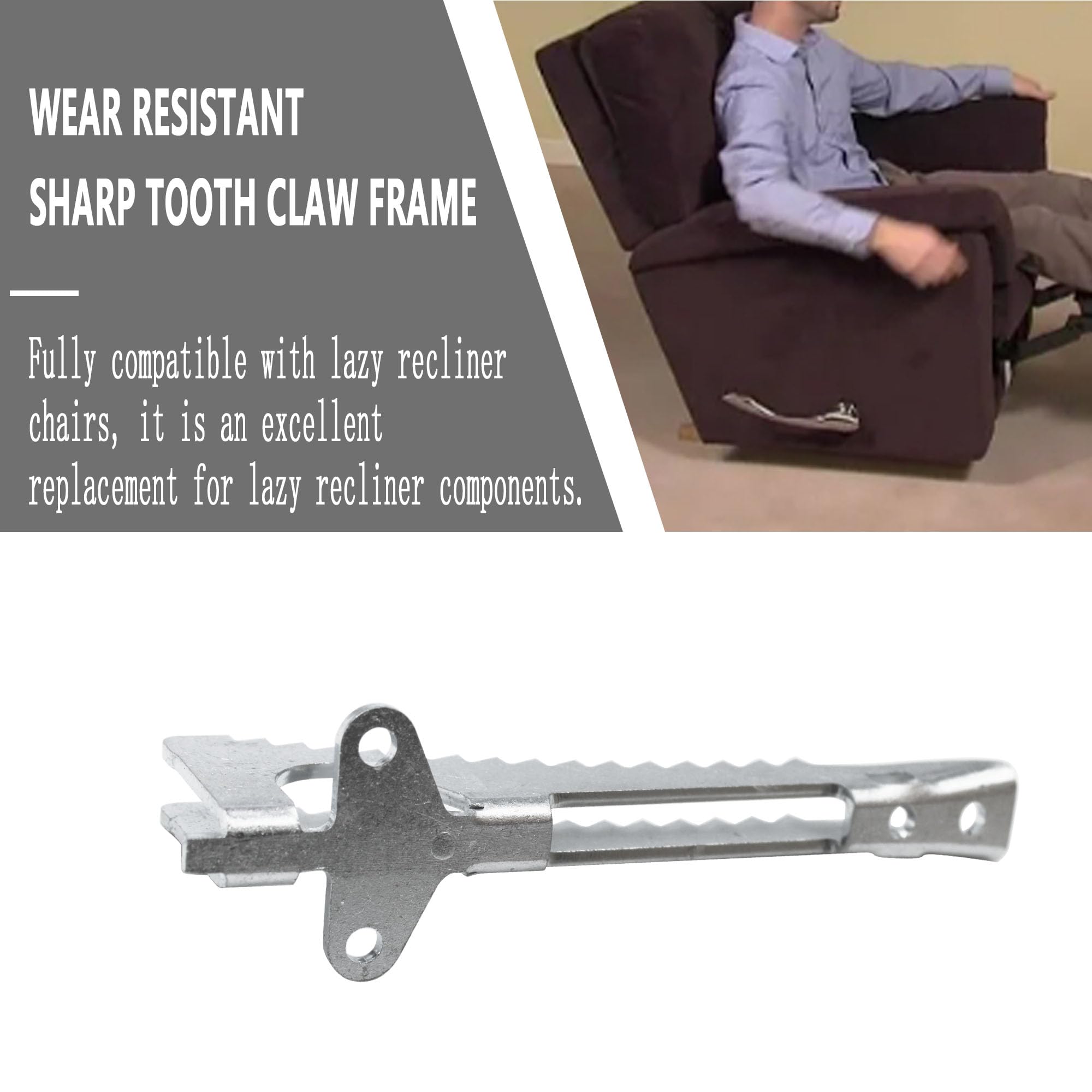Stainless Steel Pawl Rack Gear Teeth & Cap Assembly Replacement for La-Z-Boy Recliners - Compatible with Lazy Boy, LaZBoy, LZB Rocker Chairs - Perfect for DIY Furniture Repair & Recliner Mechanism Maintenance