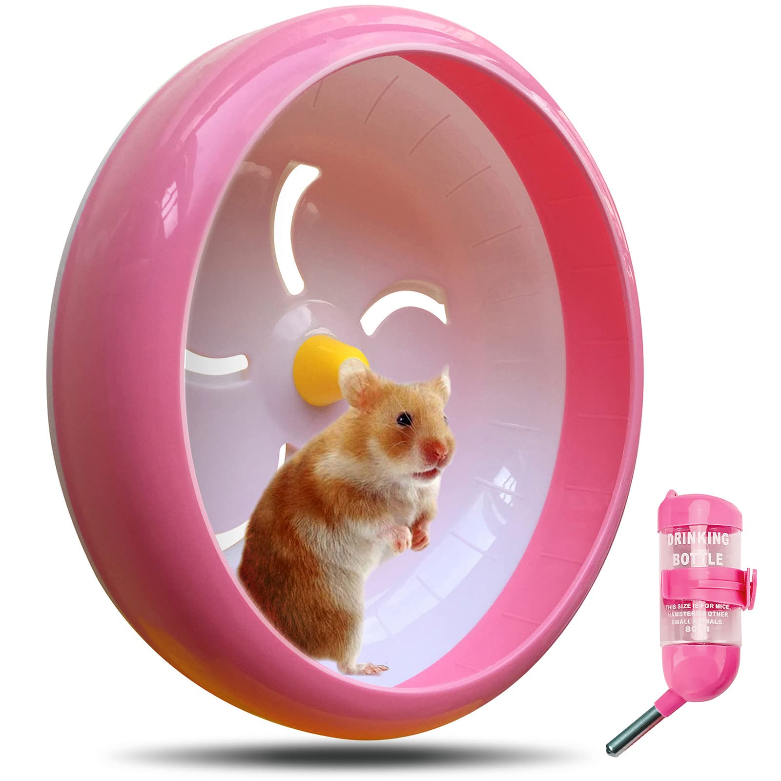 Super Silent Hamster Exercise Wheel with Hidden Steel Bearing - 6.9 Inch Quiet Spinner for Hamsters, Gerbils & Mice - Pink Small Pet Running Wheel for Cage (Perfect for Nighttime Use & Noise-Sensitive Homes)