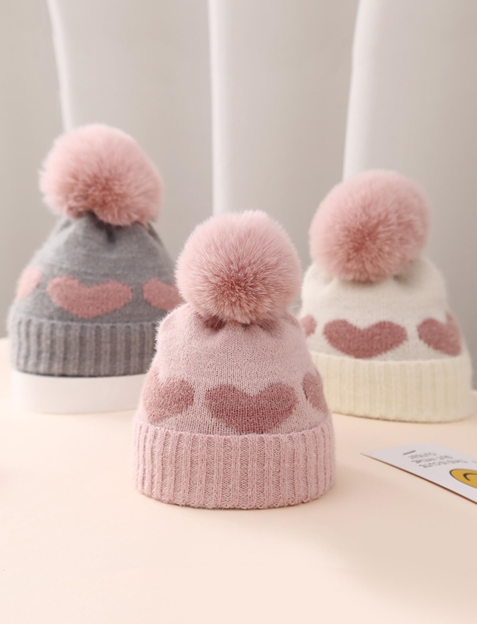 SEAUR Baby Beanie Hat - Warm Winter Knit Pom Pom Cap for Newborns & Toddlers (0-24 Months) | Cute Slouchy Skull Hat for Boys & Girls | Perfect for Outdoor Play, Winter Walks & Photo Shoots