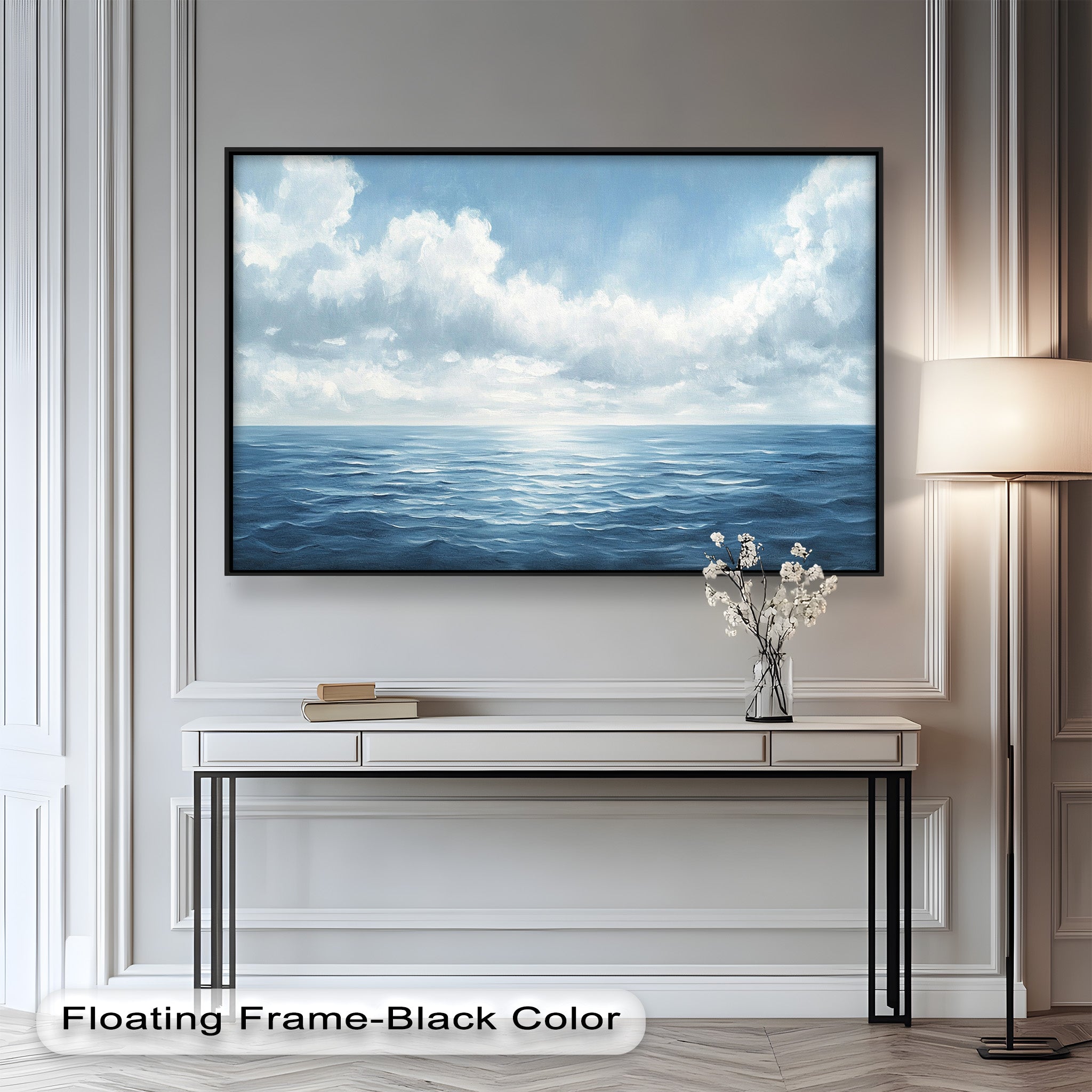 Blue Coastal Art Ocean Seascape Oil Painting - Handmade Beach Wall Decor for Living Room, Bedroom & Office | Nautical Home Decor Gift
