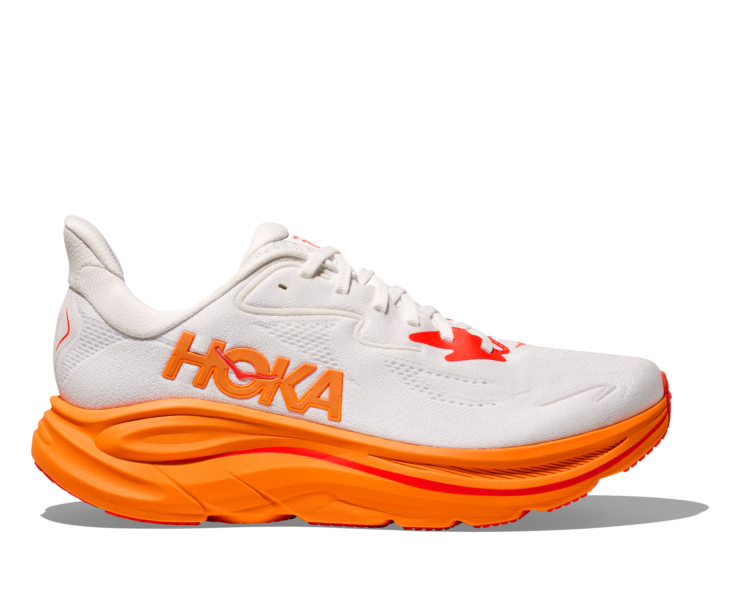 HOKA Women's Clifton 10 Running Shoes - Frost/Orange Zest - Lightweight Cushioned Sneakers for Road Running, Jogging & Gym Workouts