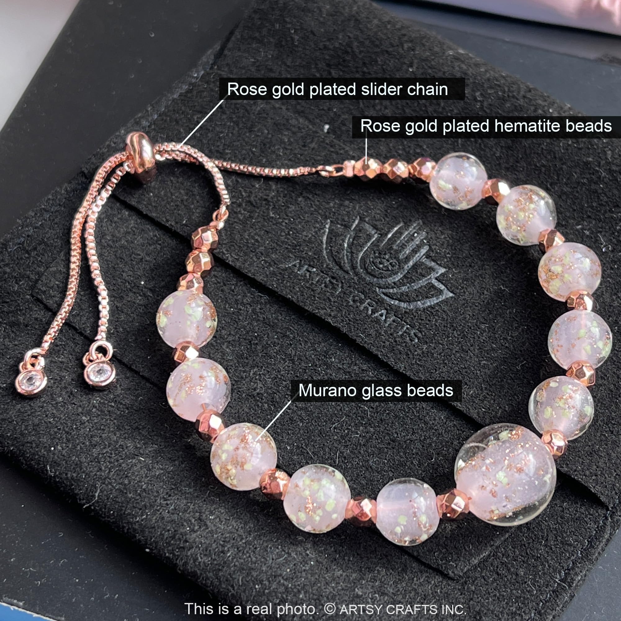 Glow in The Dark Firefly Beads Bracelet & Necklace Set - Murano Glass Beads Jewelry with Crystal Birthstones, Adjustable Slider Chain for Women & Teens - Perfect for Night Parties, Raves, and Festivals