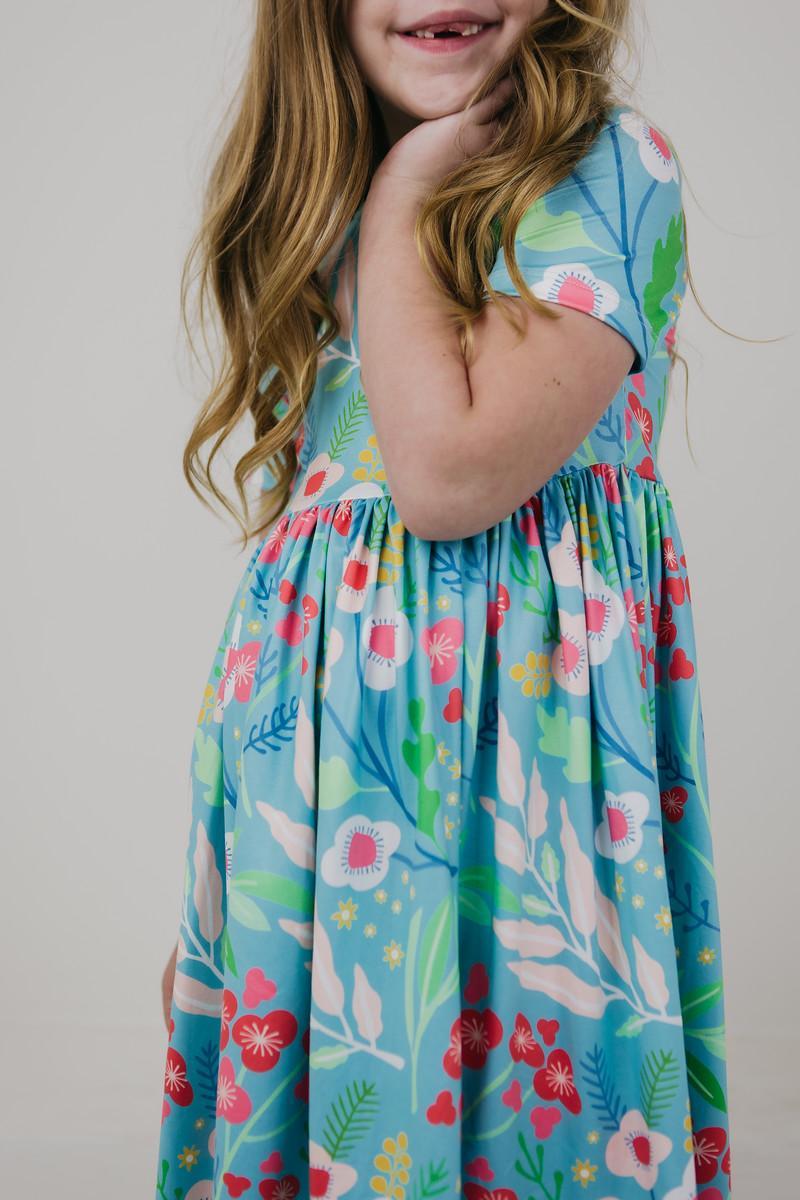 Spring Breeze Short Sleeve Pocket Twirl Dress for Women - Flowy Summer Casual Dress with Pockets for Outdoor, Beach, and Date Night