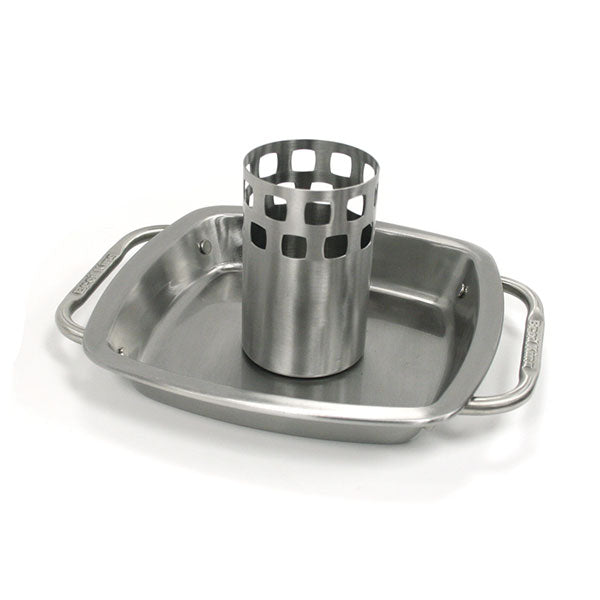 Broil King 69133 9x9 Inch Stainless Steel Chicken Roaster with Drip Pan - Perfect for Oven Roasting, Grilling & Holiday Cooking