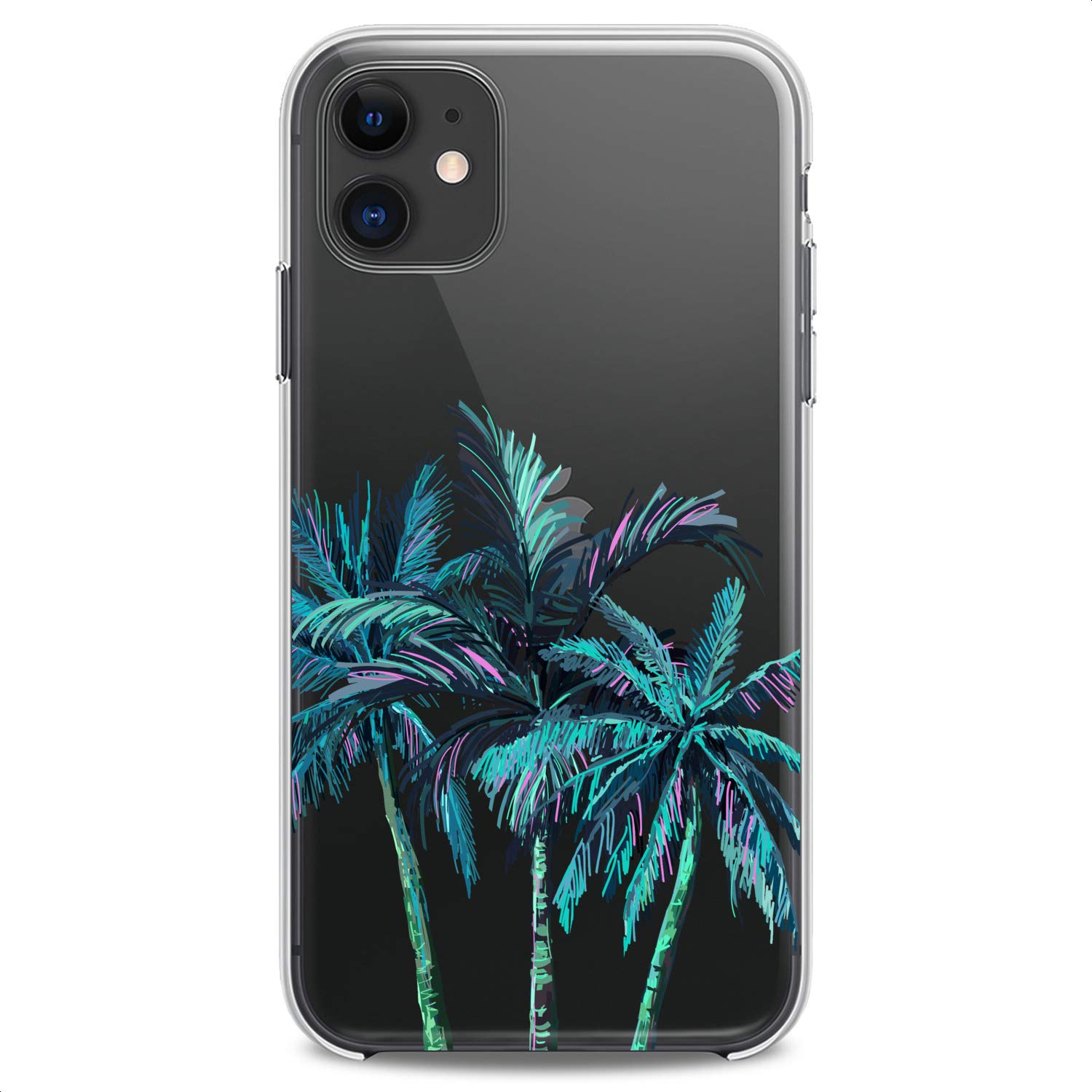 Premium TPU Phone Case for iPhone 16/15/14/13/12/11 Pro Max/Plus/Mini/XS/XR/X/8/7/6/5/SE - Slim Flexible Silicone Cover with Tropical Palm Tree Design in Glam Pink & Clear Options - Perfect for Beach Vacations, Summer Outings & Nature Lovers
