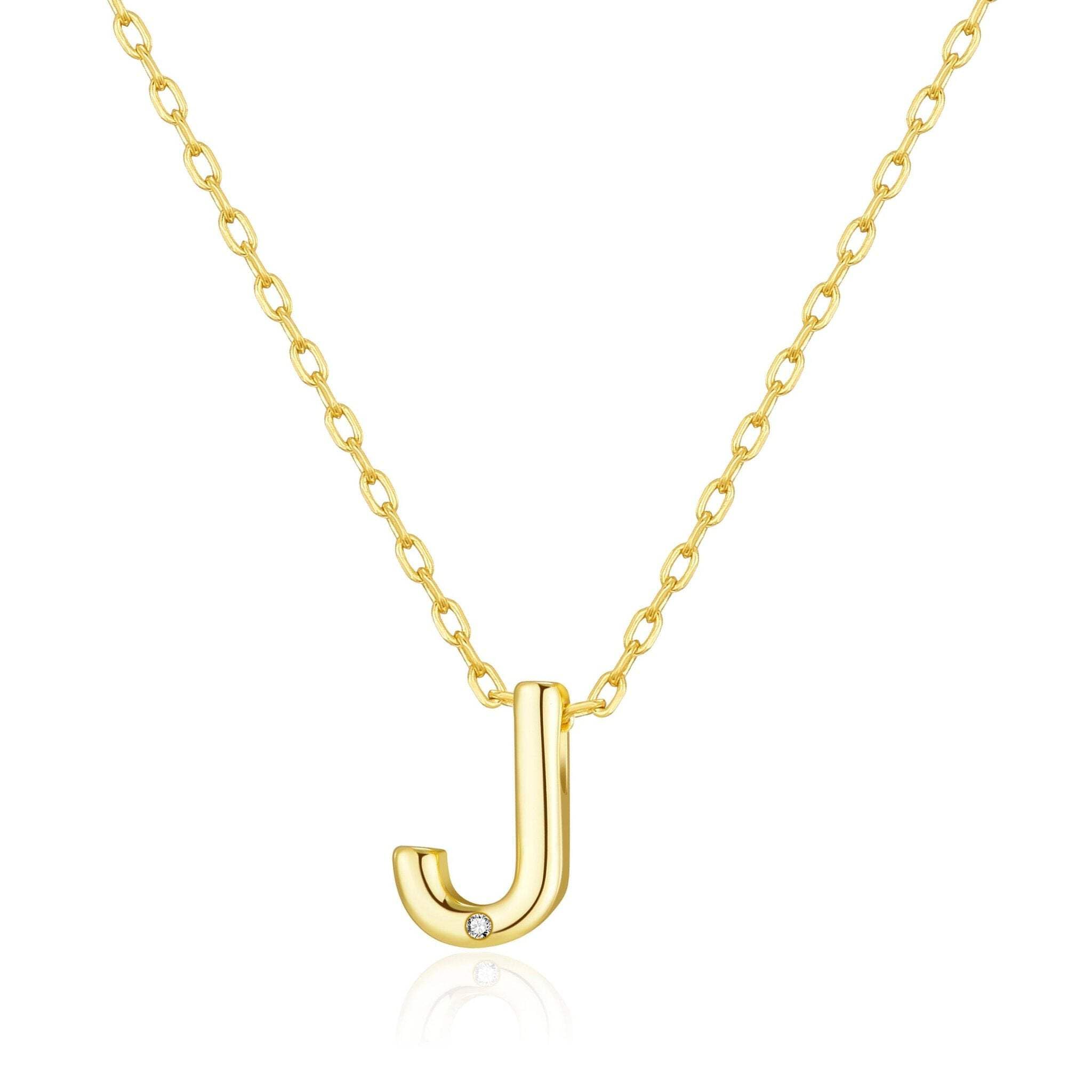 Gold Plated Initial Necklace A-Z with Zircondia® Crystals - Perfect Gift for Her