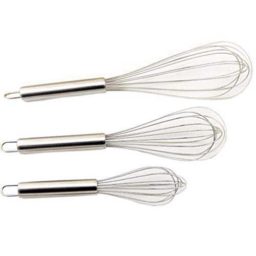 **Cabilock 3-Piece Stainless Steel Whisk Set - Egg Frother, Milk Frother, Cream Whisk - Handheld Kitchen Utensils for Baking, Cooking & Coffee - Perfect for Eggs, Cakes, Lattes & Desserts**