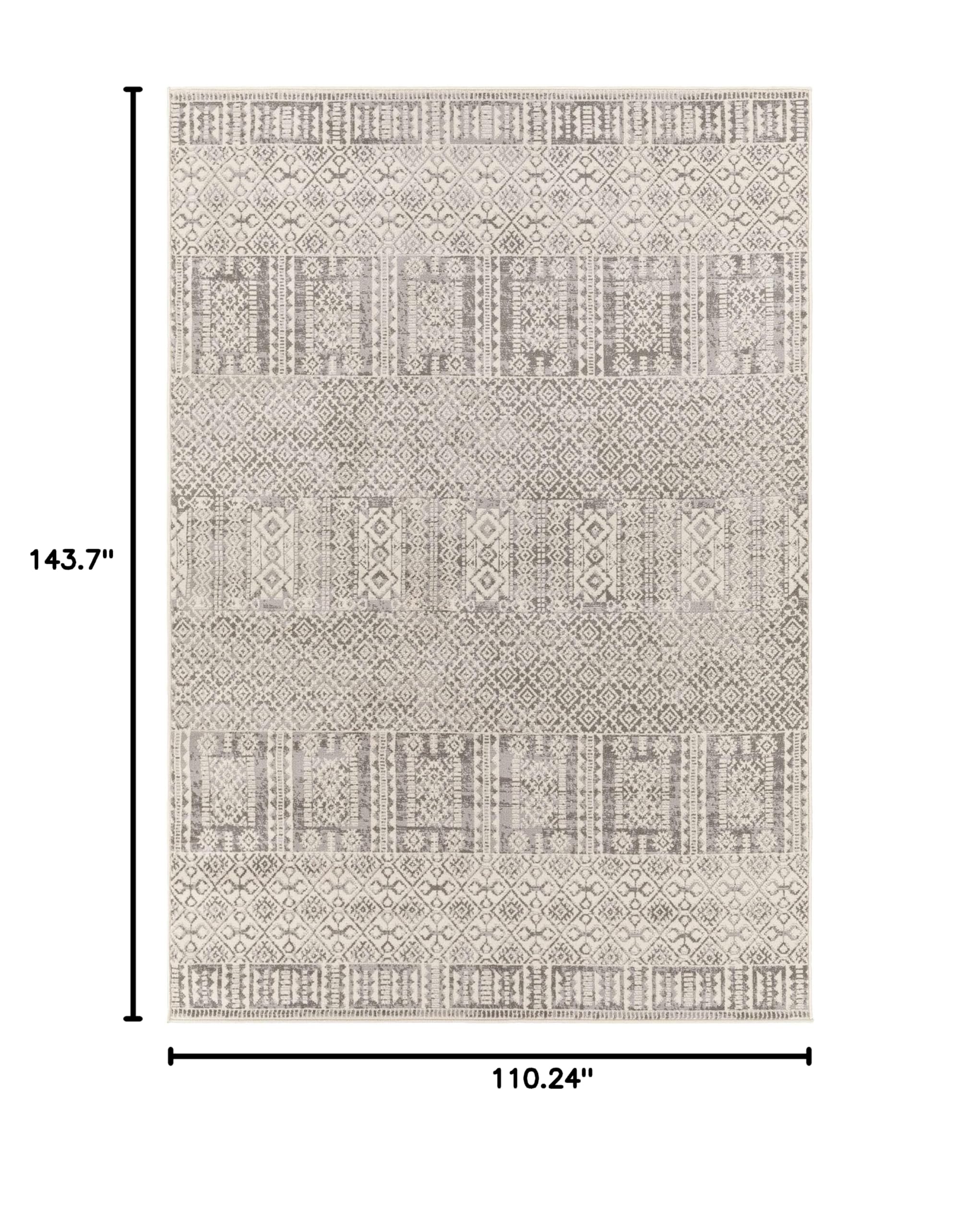Hauteloom Akdiken Bohemian Transitional Area Rug - Light Gray, Medium Gray, Charcoal - 9'2