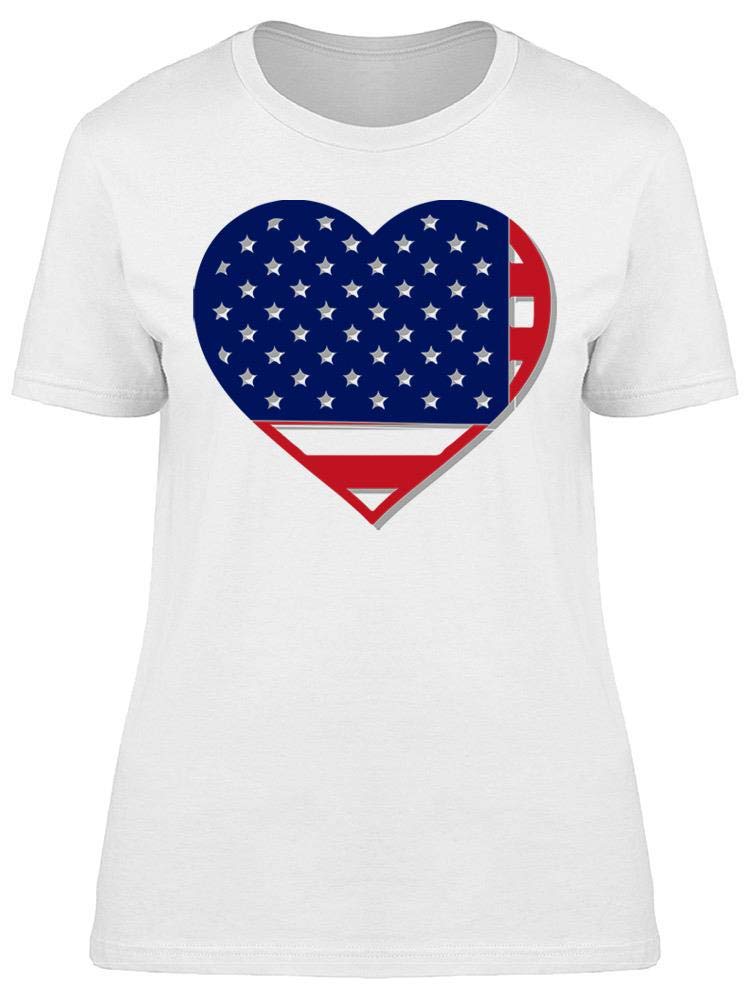 American Flag Love Symbol T-Shirt for Women - Patriotic Casual Wear for Everyday & Holidays