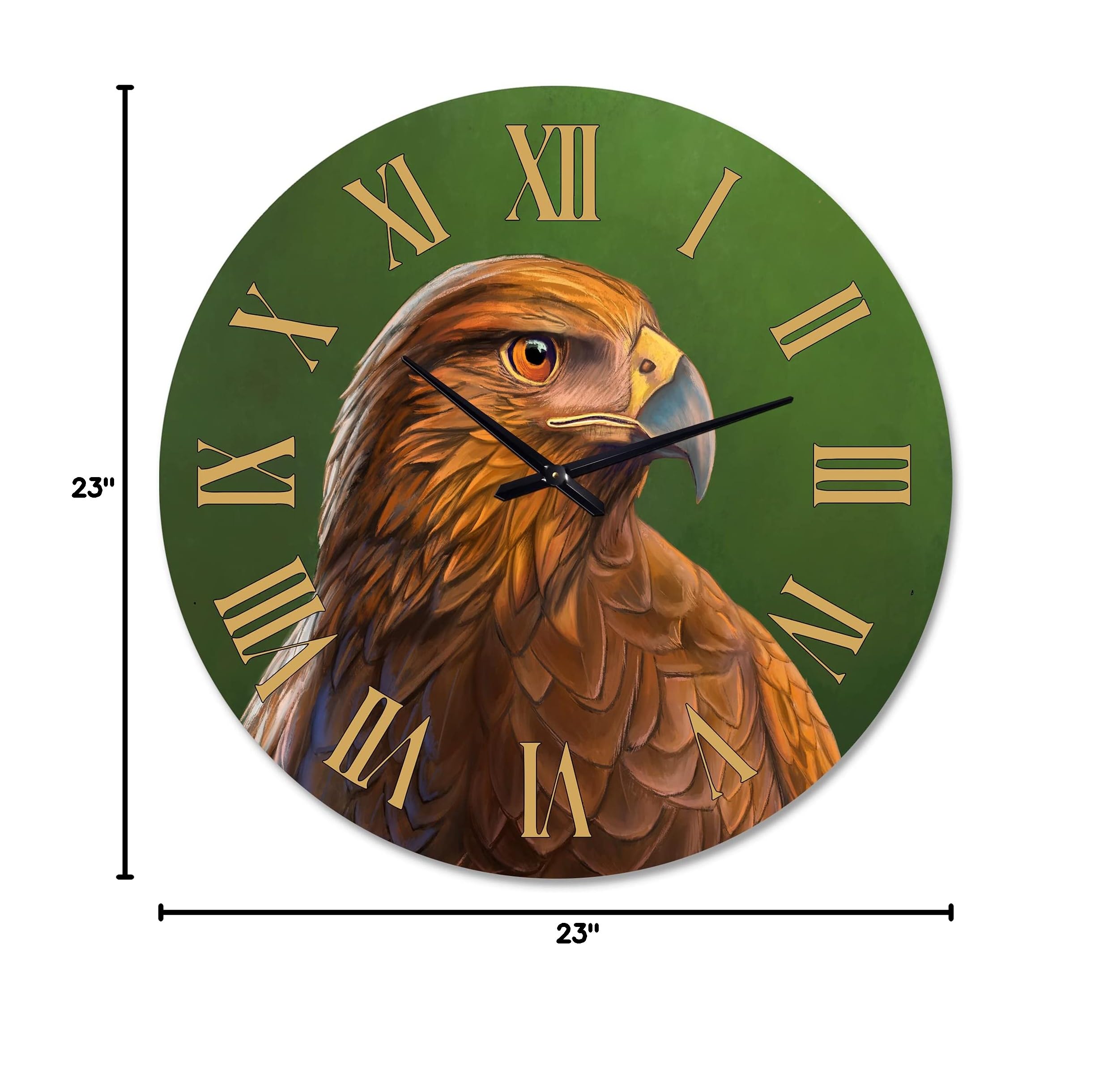 Harris Hawk Bird Portrait Large Wall Clock - Traditional Office Decor, Home & Living Room Wall Art - Perfect for Home, Office, and Gift Giving