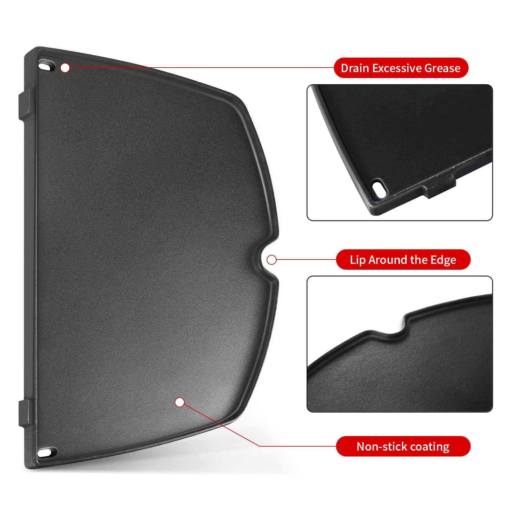 GGC 6558 Cast Iron Griddle for Weber Q100 Q120 Q1000 Q1200 Series Grills - 12.6