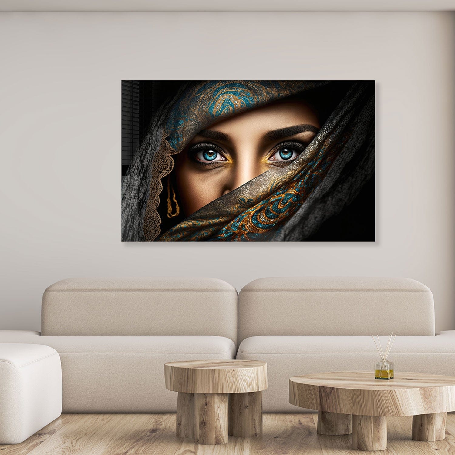 Blue Eyes Tempered Glass Wall Art - Elegant Home Decor for Living Room, Bedroom & Office