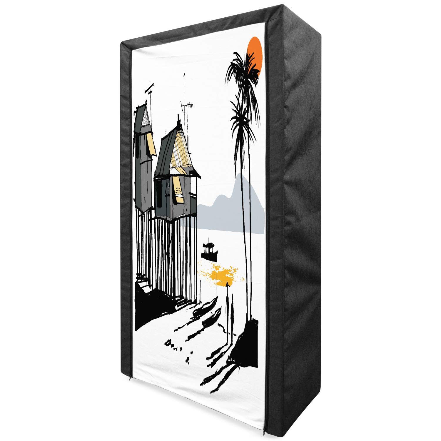 Ambesonne Coastal Portable Fabric Wardrobe - 33.5