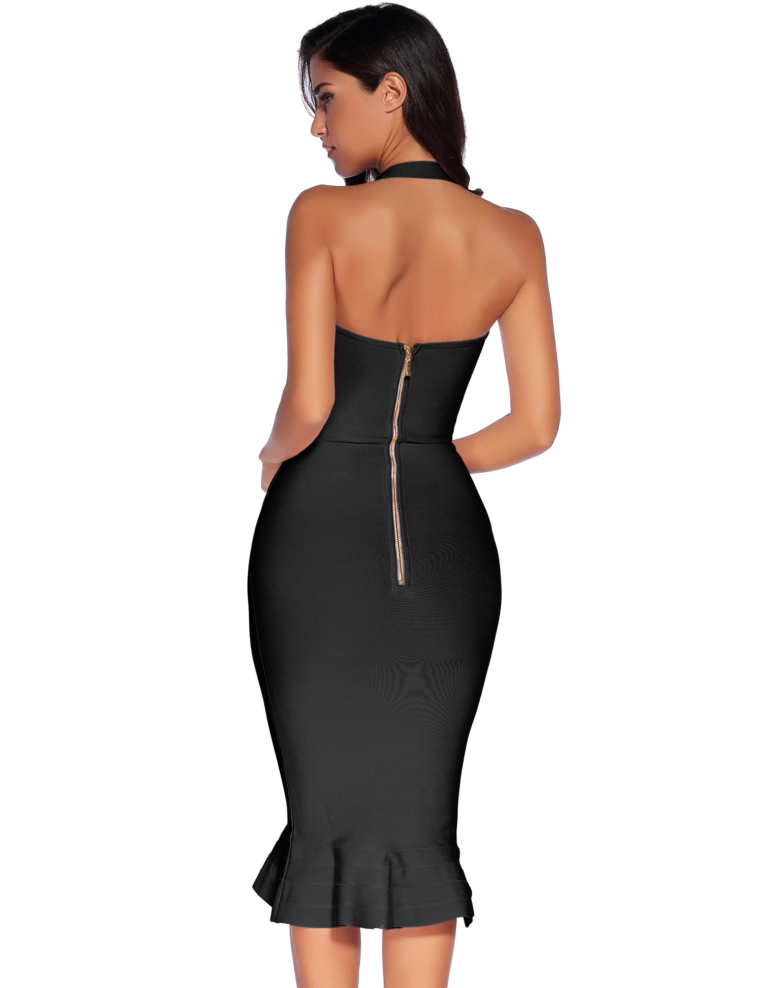 Elegant Women's Halter Fishtail Bandage Party Dress - Wedding Guest Cocktail Dress for Evening Events, Night Out & Special Occasions