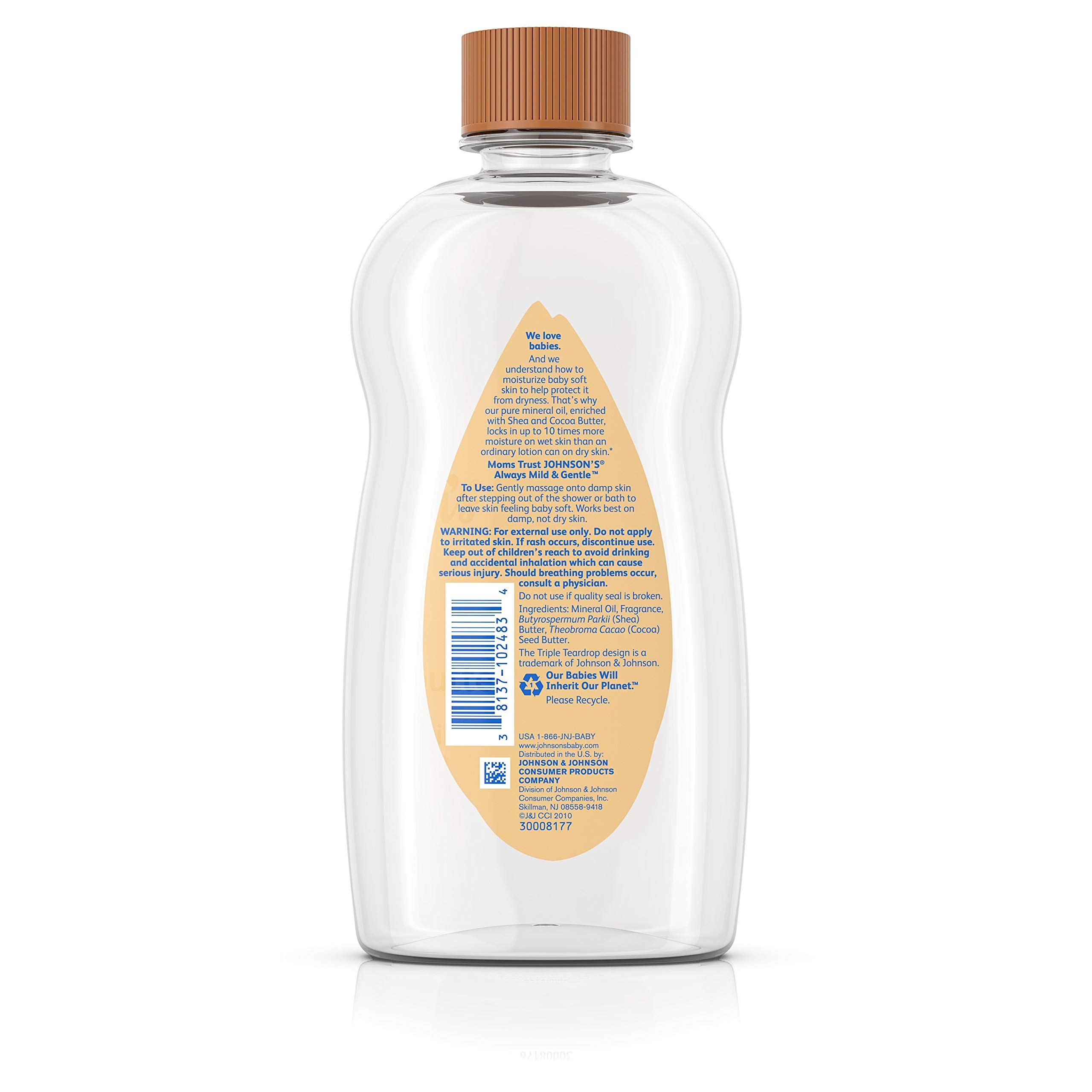 Johnson's Baby Oil with Shea & Cocoa - 14oz for Baby Massage & Skin Care