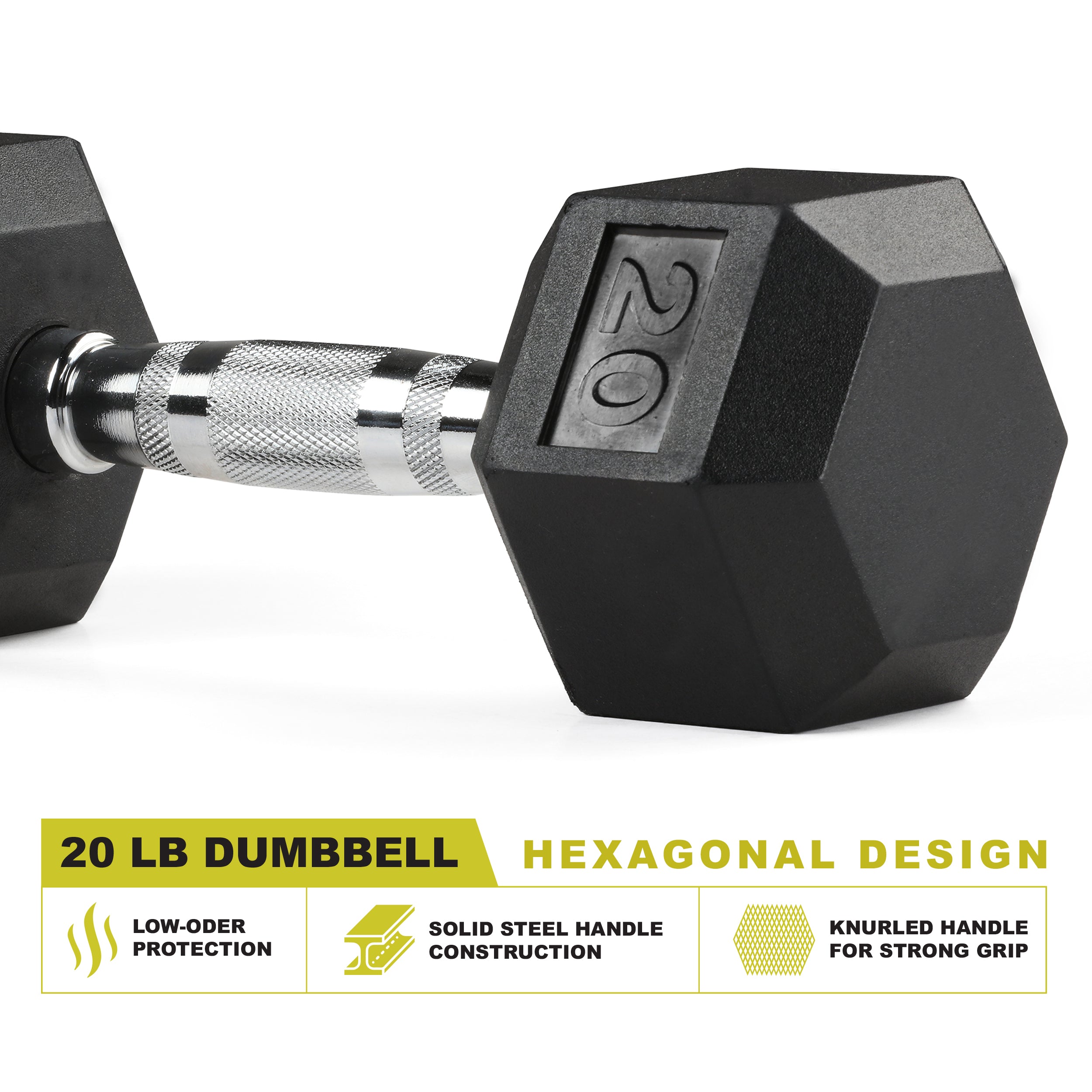 PRCTZ Rubber Encased Hex Dumbbell Set (5-40lb Pair) - Premium Weightlifting Equipment for Home Gym, Strength Training & CrossFit Workouts
