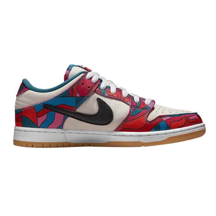 Nike SB Dunk Low Pro Premium QS Parra Fireberry Black Sneakers - Men's Skateboarding Shoes for Streetwear & Casual Wear