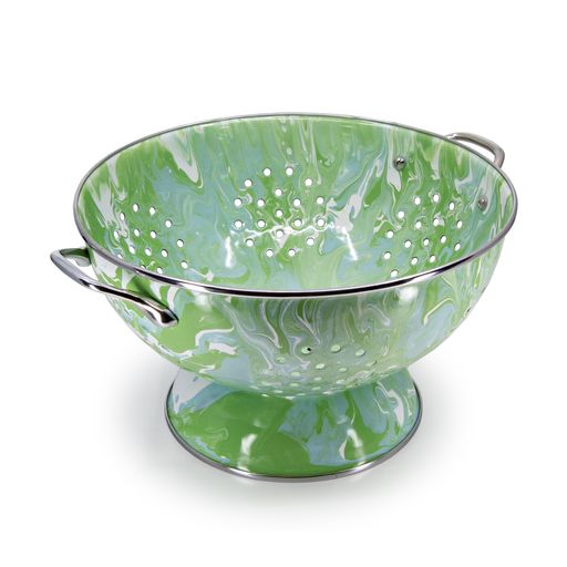 Modern Monet Swirl Enamelware 5 Quart Colander - Vintage Style Stainless Steel Strainer for Pasta, Vegetables & Fruits - Perfect for Kitchen, Camping & Picnic Use