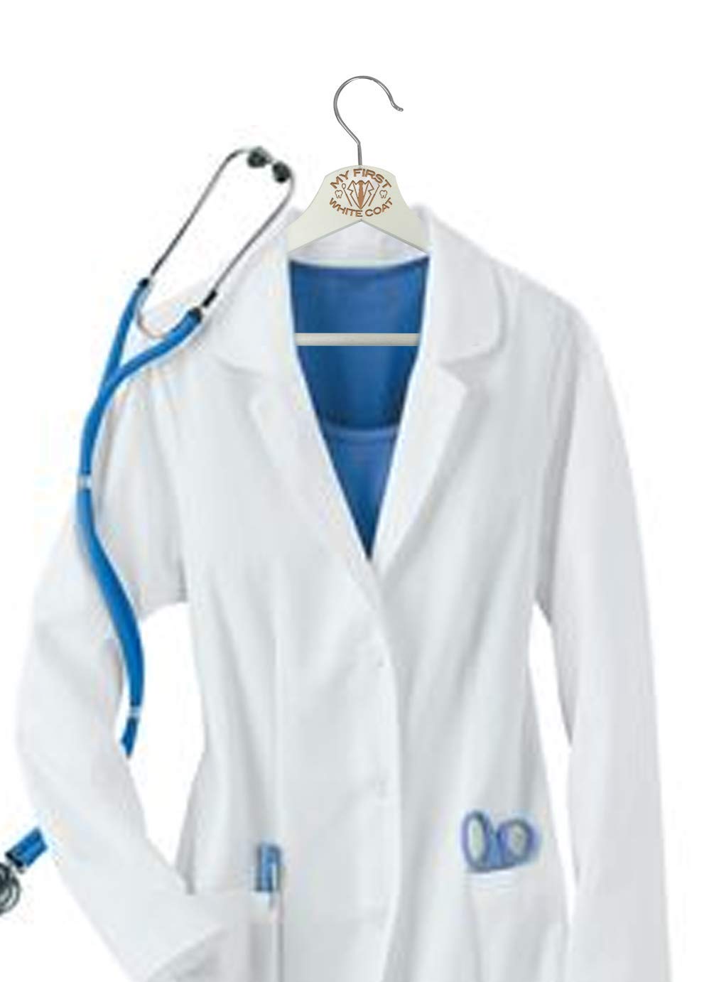 3D Laser Engraved Wooden Clothes Hanger for Dentists - Personalized 'My First White Coat' Design with Teeth & Tools - Perfect for Dental Graduation Gifts & Office Decor
