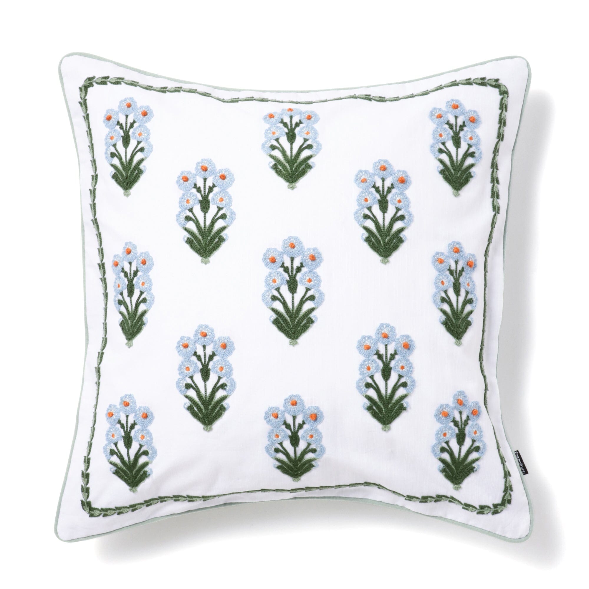 Embroidered Flower Cushion Cover 18x18 Inches - Bohemian Home Decor for Sofa, Bed, Living Room - Multi-Color Floral Pillow Case for Cozy Interior Design