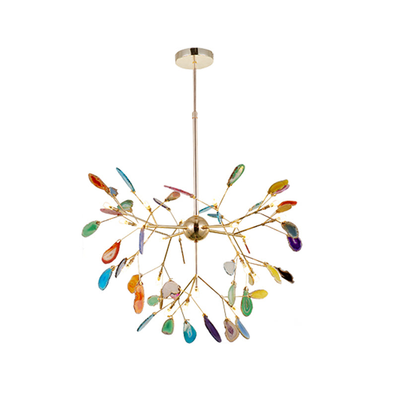 Agate Flake Chandelier - Elegant Natural Stone Crystal Ceiling Light Fixture for Dining Room, Living Room, Bedroom Decor | Modern Luxury Home Lighting