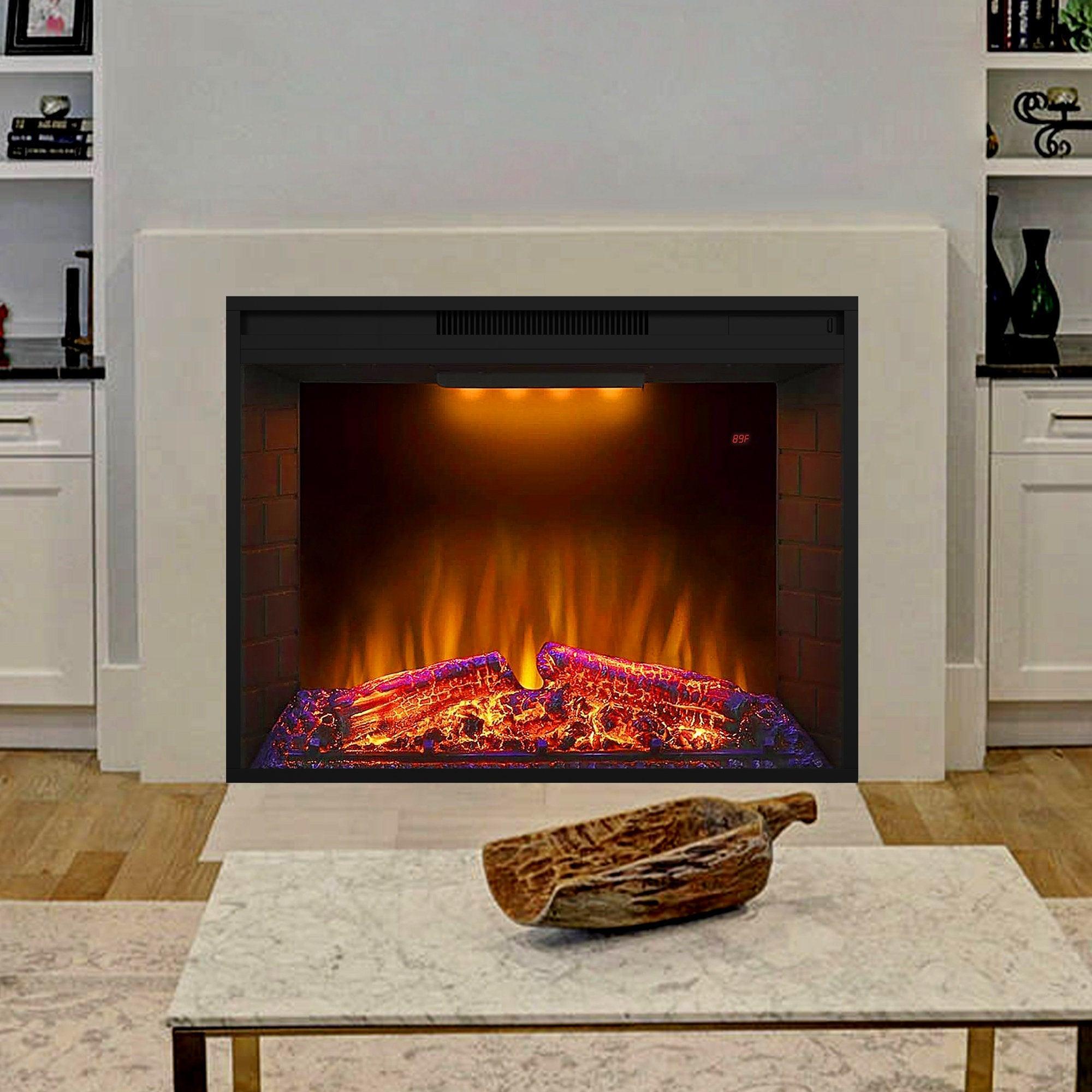 Black Electric Fireplace Heater Insert with Overheating Protection & Remote Control - Perfect for Living Rooms, Bedrooms & Offices