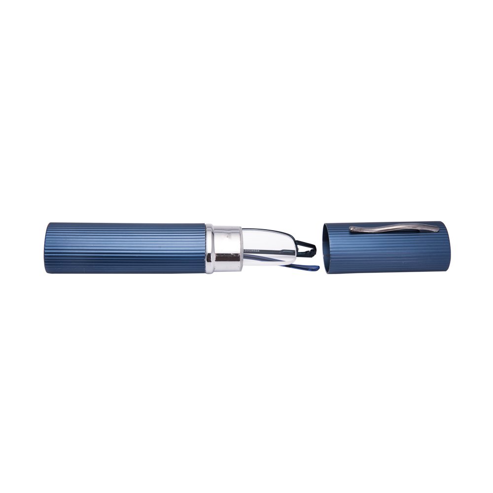 EYEGUARD 2 Pairs Spring Hinged Reading Glasses with Slim Pen Clip & Portable Aluminum Case - Lightweight Readers for Office, Travel, and Daily Use
