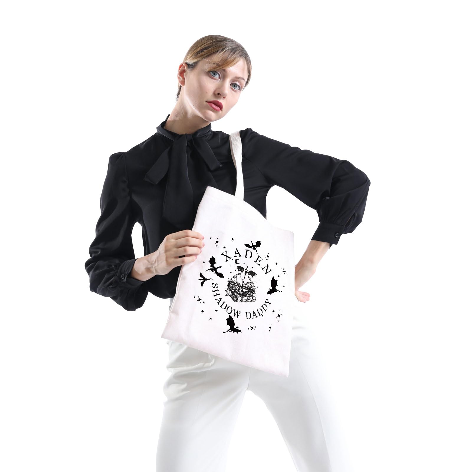 FUNYSO Dragon Book Inspired Tote Bag - Xaden Shadow Dsddy Fantasy Book Lover Gift for Women & Men - Perfect for Book Club, Cosplay & Fantasy Conventions