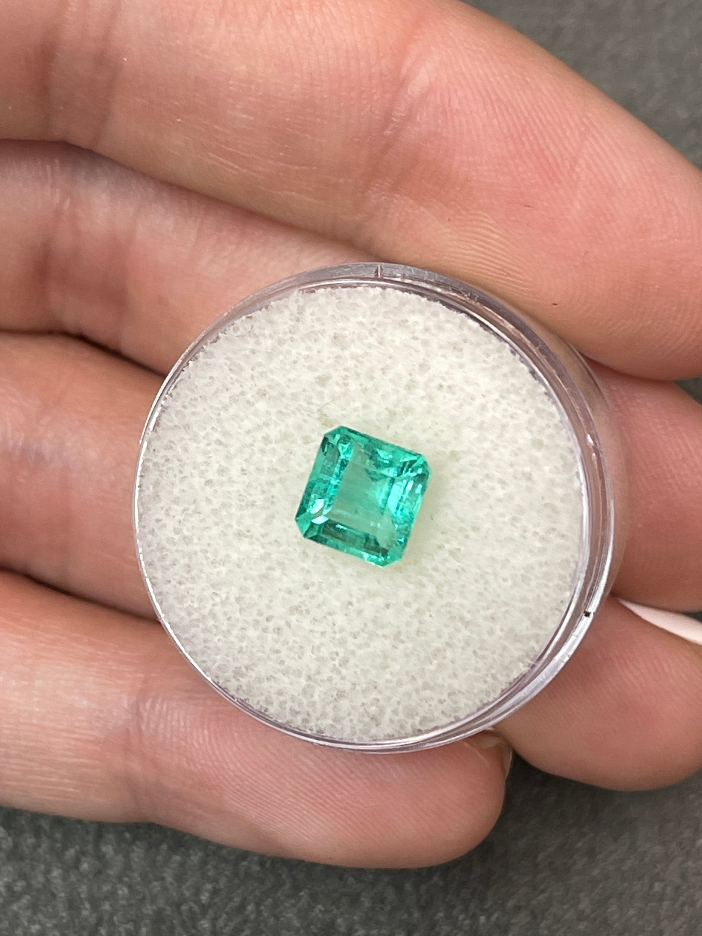 1.58 Carat Bluish Green Asscher Cut Natural Colombian Emerald Loose Gemstone for Jewelry Making - Engagement Rings, Pendants & Custom Designs