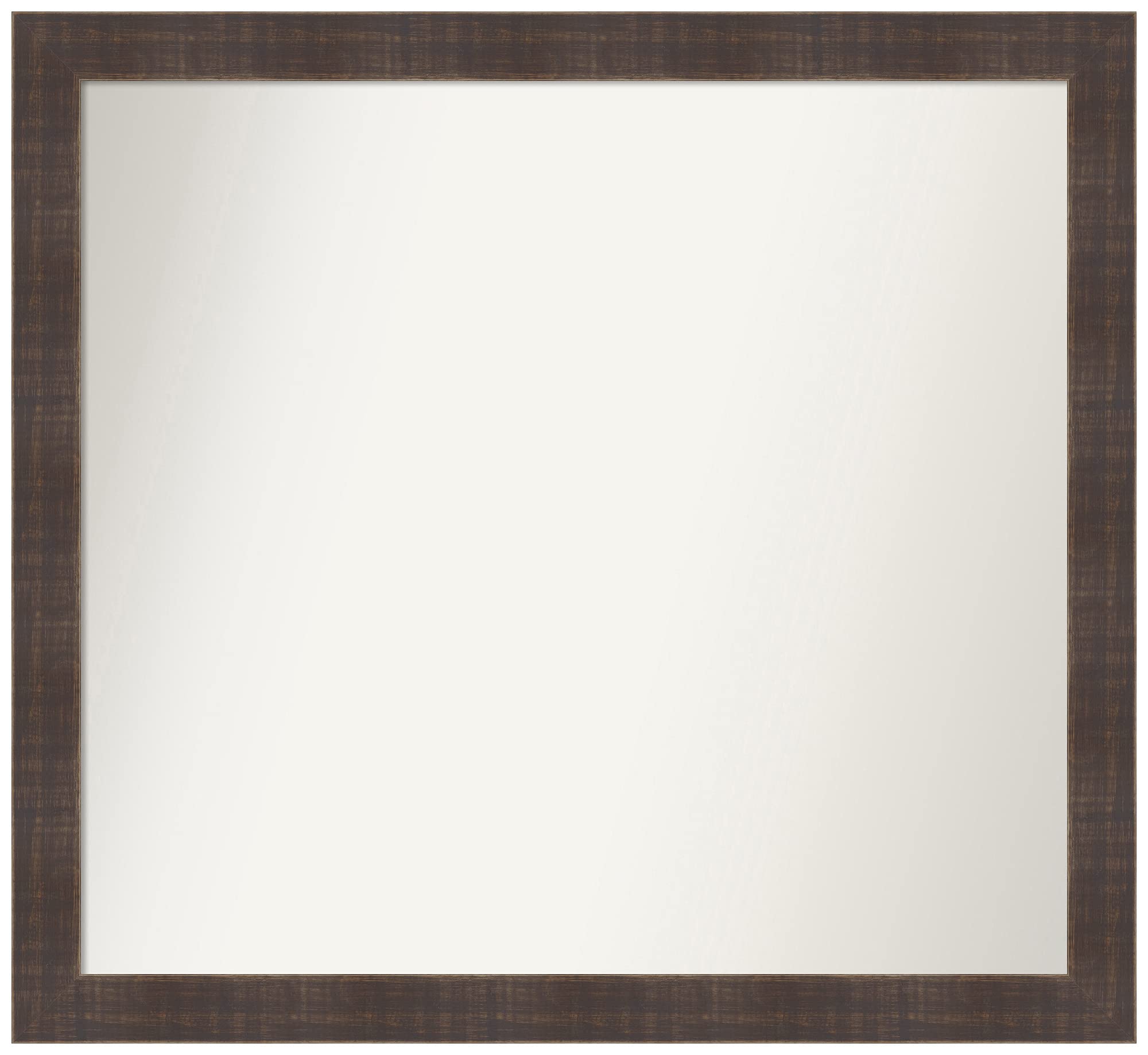 Amanti Art Whiskey Brown Rustic Non-Beveled Wall Mirror - 22.25 x 24.25 Inches Custom Size - Bathroom, Living Room, Bedroom & Entryway Decor