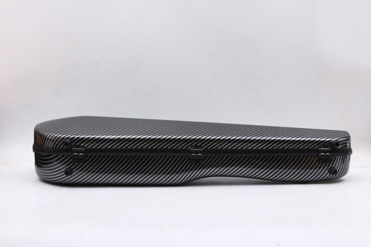 Yinfente 4/4 Carbon Fiber Violin Case - Lightweight & Durable with Thick Padding (Black/White Triangle Design) - Perfect for Professional Musicians & Travel Protection